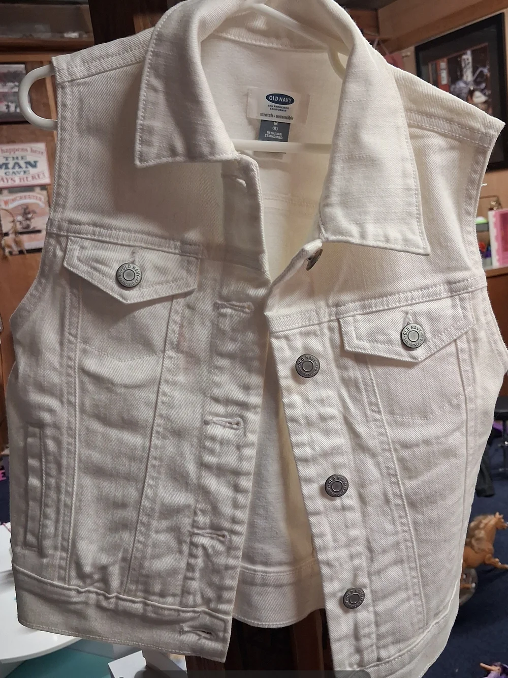 Old Navy White Denim Sleeveless Jacket